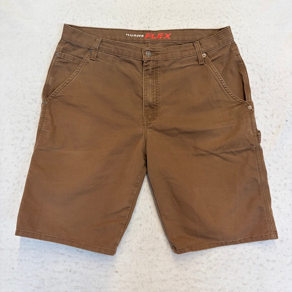 Dickies Flex Regular Fit Carpenter Shorts Mens 36 Brown Canvas Duck DX802STB